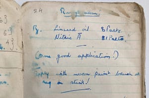 Handwritten recipe for medicine